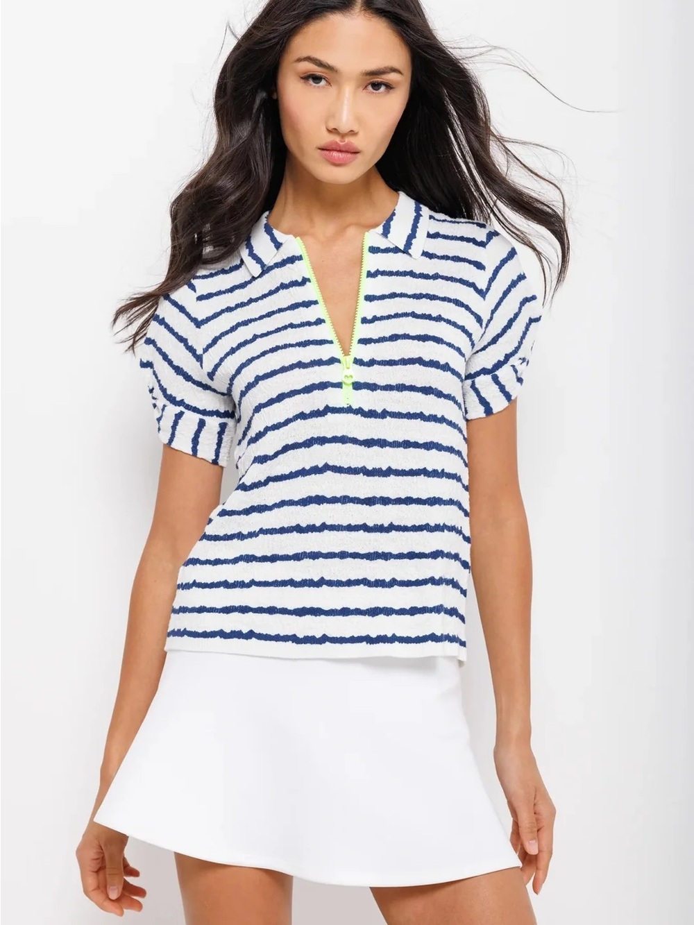 LISA TODD | Get in Line Striped Short Sleeve Polo Size S